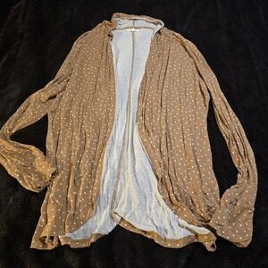 Maurices Tan Polka Dot Cardigan